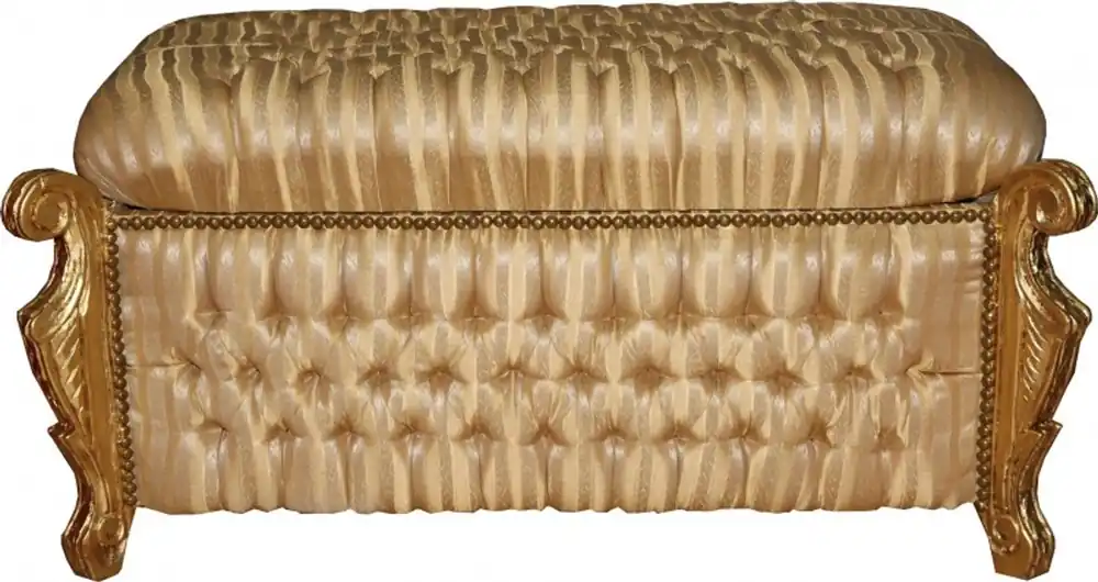 Kracherpreis Casa Padrino Baroque Bench (Chest) Gold / Beige Stripe / Gold - Antique Chest