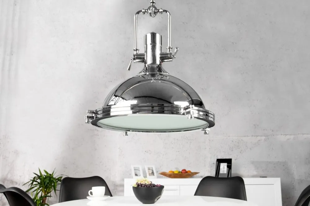 Casa Padrino Industrial hanging lamp chrome Mod2 45 cm - Industrial Design Vintage lamp light Neue Ware