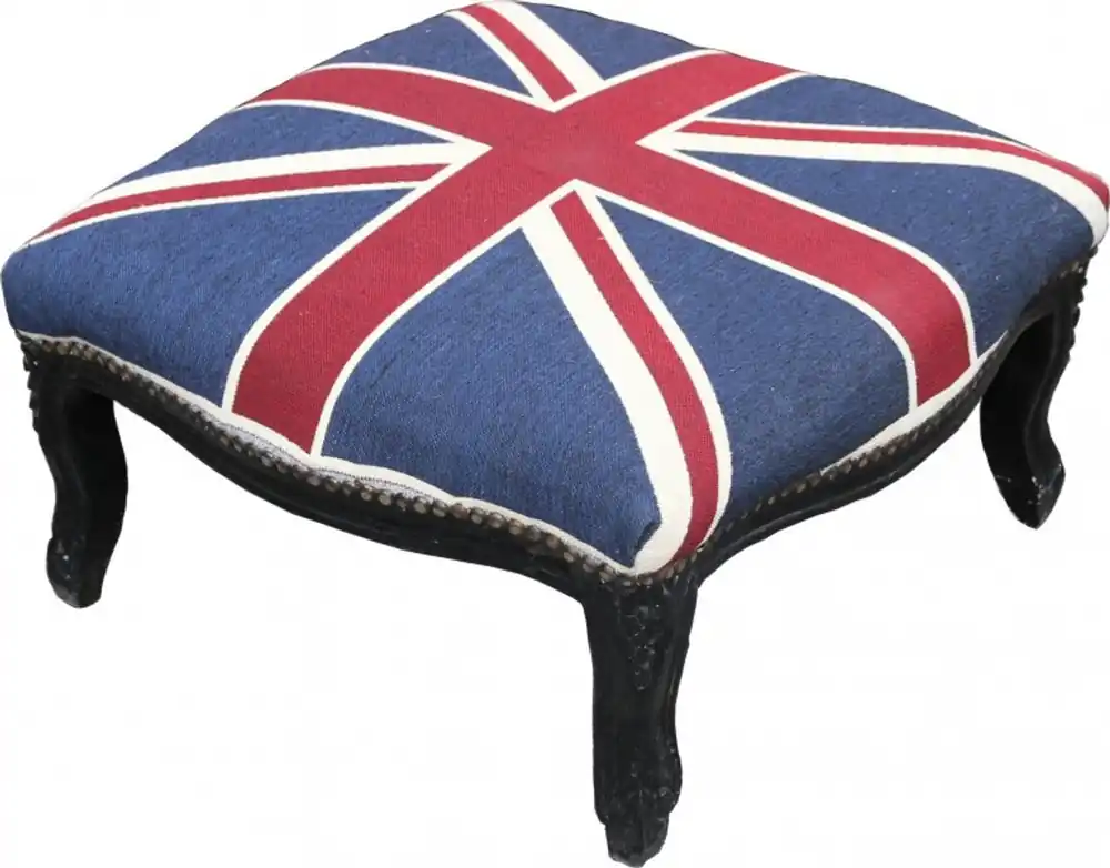 Must-Have Casa Padrino baroque XXL Union Jack Ottomane / noir - tabouret anglais drapeau - style antique Angleterre
