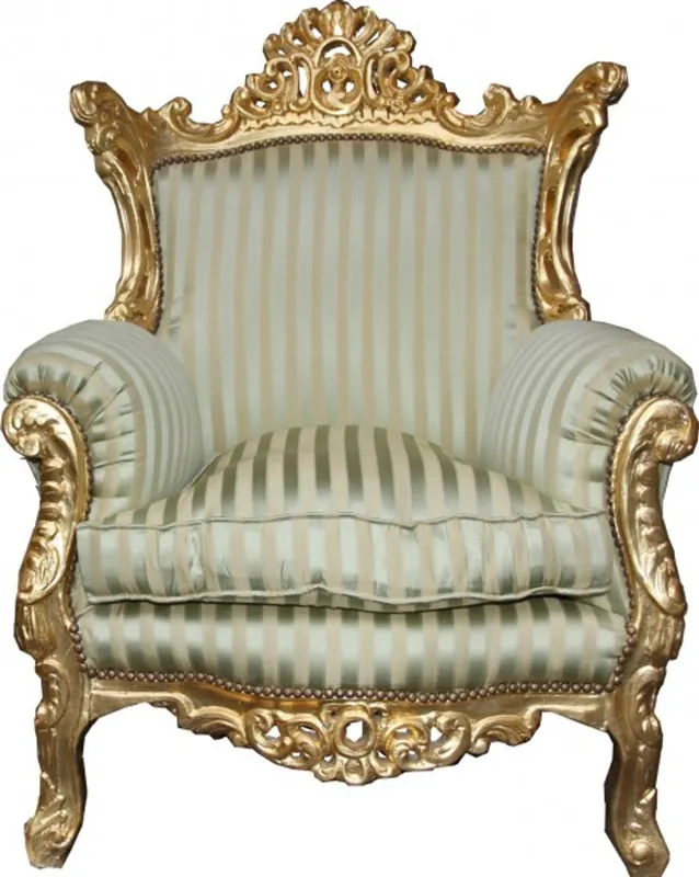 Casa Padrino Baroque Armchair "Al Capone" Mod2 jade green / beige / gold antique style furniture Direktkauf