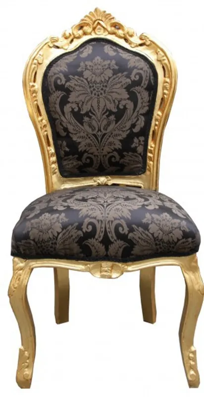 Casa Padrino baroque dîner Chaise Noir Motif / Or - Antique Furniture Must-Have