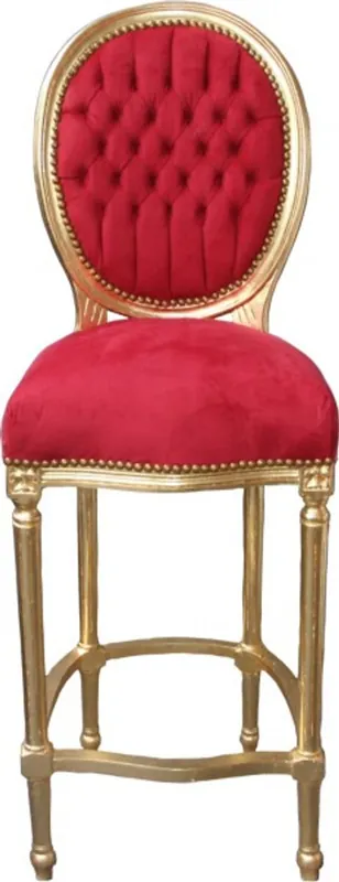 Casa Padrino baroque bar Chaise Bordeaux Rouge / Or - bar chaise tabouret tabouret de bar - Meubles club Markenprodukt