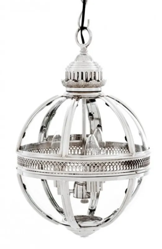 Casa Padrino baroque pendant lamp silver plated ball diameter 30 cm, height 50 cm - Baroque castle lamp lantern light Preisreduziert