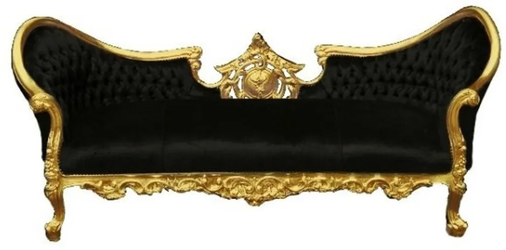 Casa Padrino Baroque sofa Vampire Black / Gold - Limited Edition - Lounge Couch Bestseller