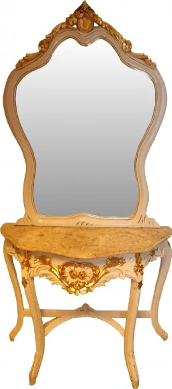Casa Padrino Baroque mirror console with marble top cream / gold - antique look Preisreduziert