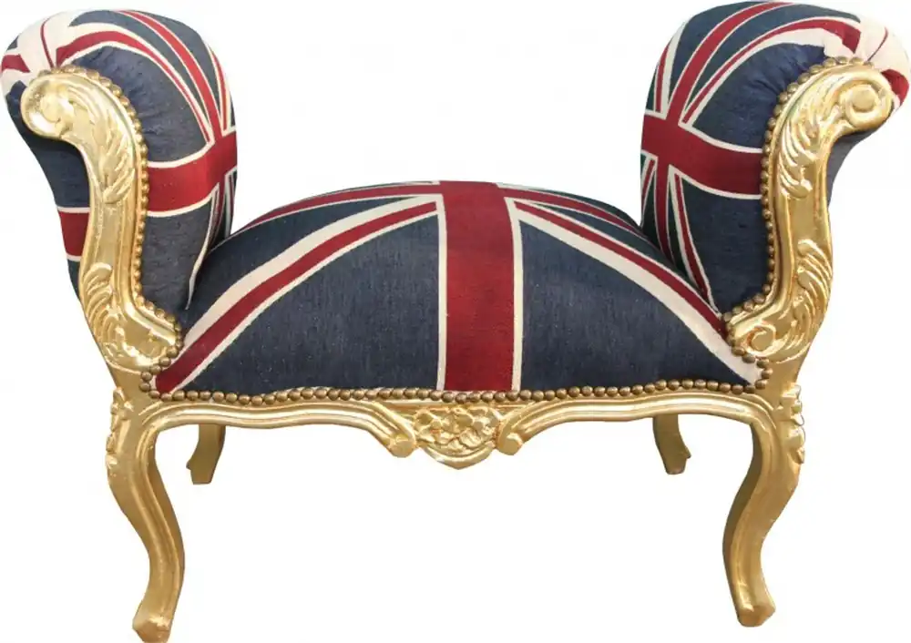Ausverkauf Casa Padrino tabouret baroque Tabouret Union Jack / Or - banc