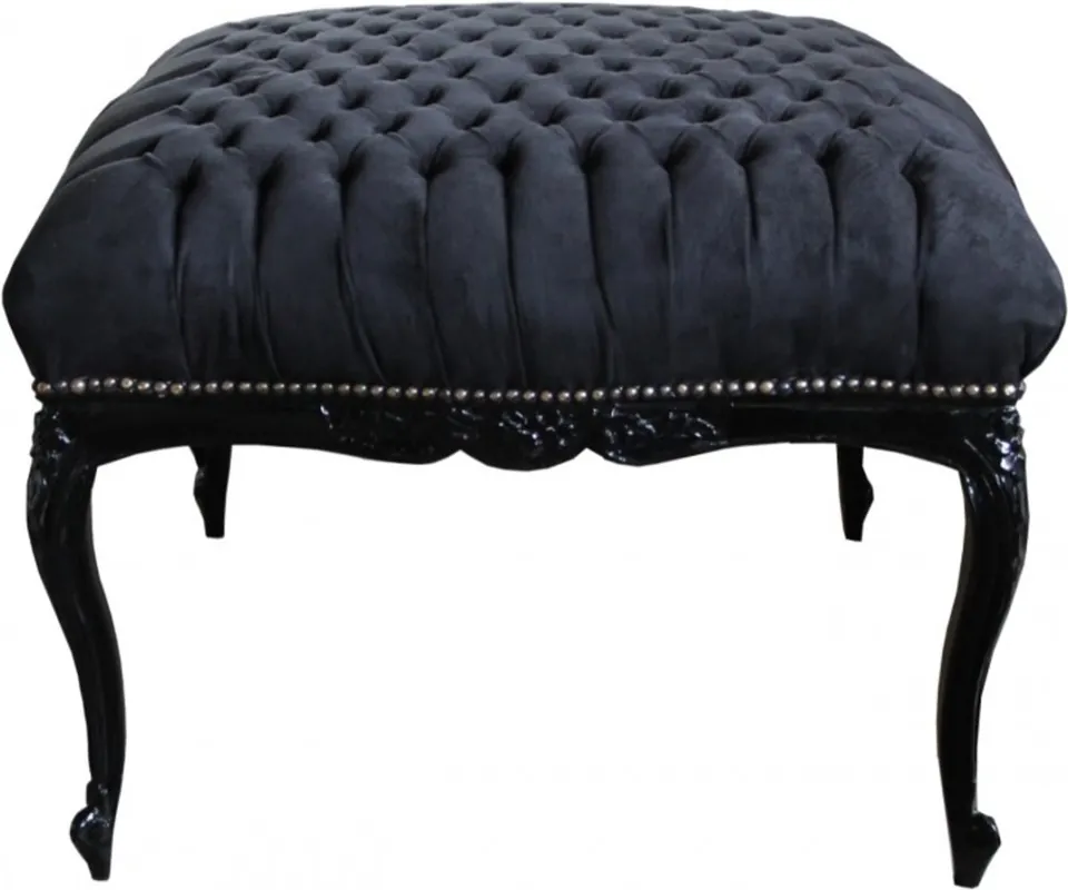 Top-Preis Casa Padrino tabouret géant baroque noir / noir 88 x 88 x H. 66 cm - Mobilier baroque