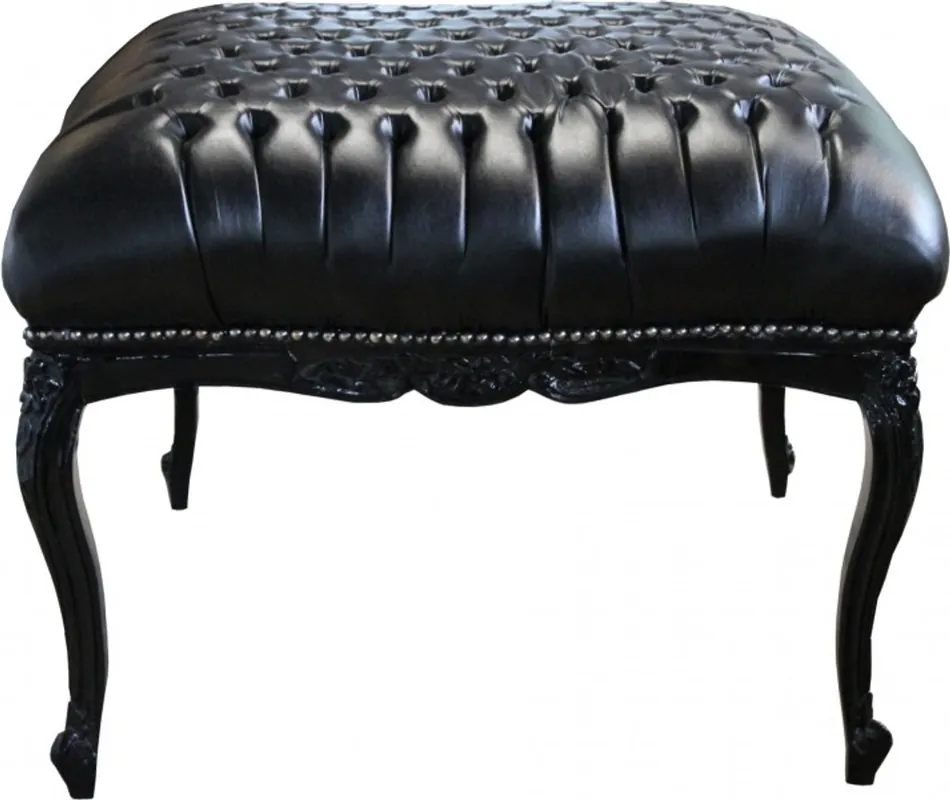 Wochenendangebot Casa Padrino baroque énorme Tabouret noir / cuir noir 88 x 88 regarder cm - Mobilier baroque