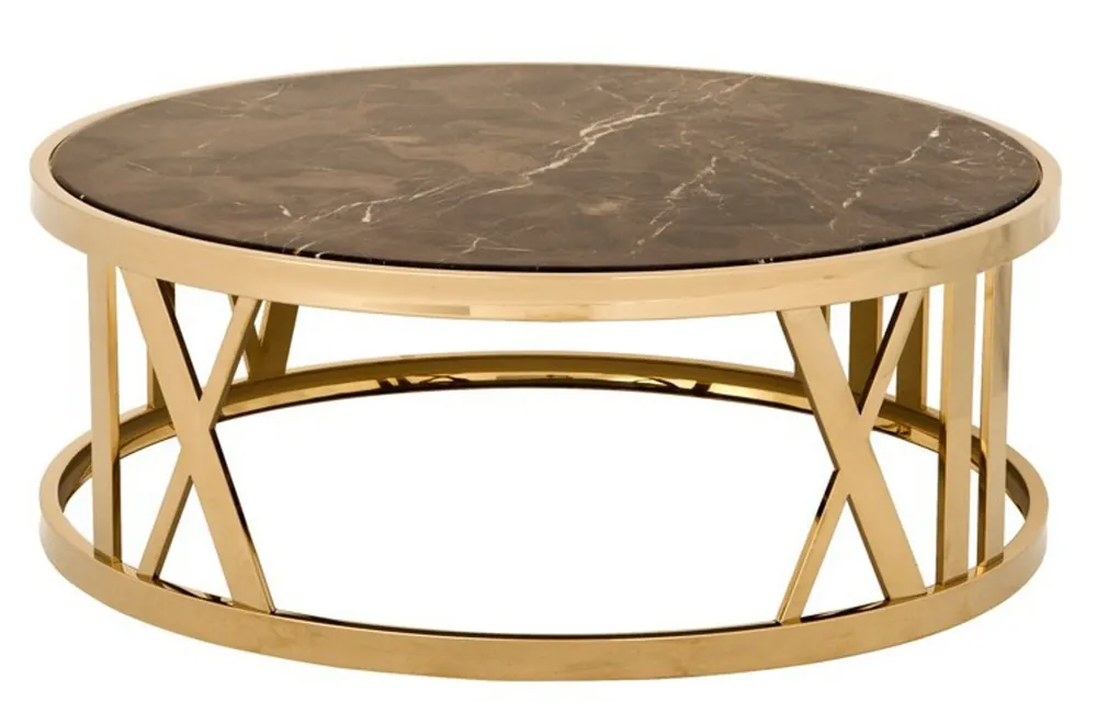 Casa Padrino luxury Art Deco coffee table round gold with marble top - Luxury Collection Neuheit