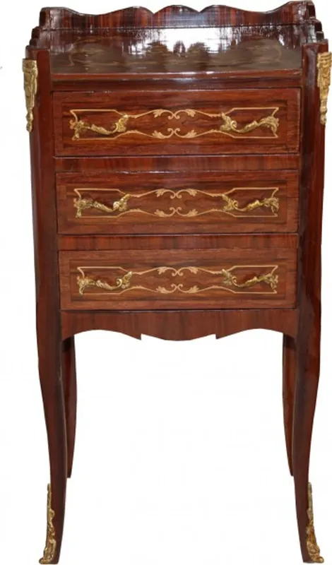 Heißes Angebot Poitrine Casa Padrino baroque de 3 tiroirs incrustés marron H 82 cm, L 42 cm - Modèle acajou - console de chevet