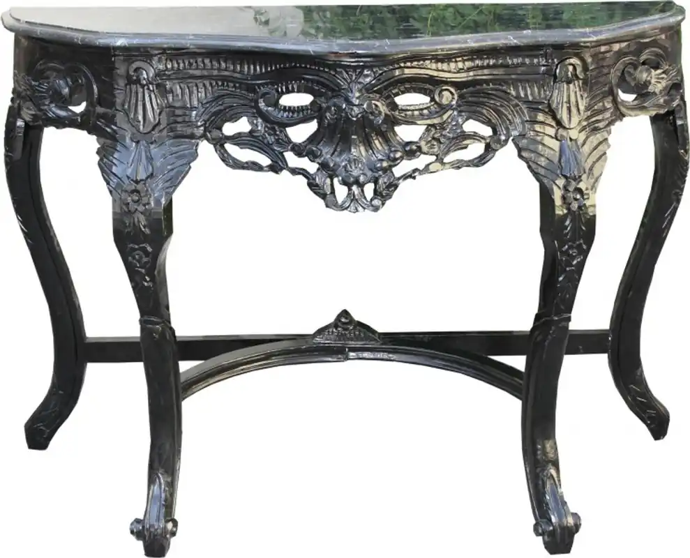 Casa Padrino baroque console Noir / Noir avec dessus en marbre Mod2 - Console Top-Preis