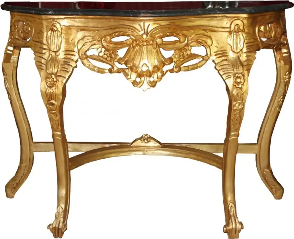 Casa Padrino baroque console or / Noir avec dessus en marbre Mod2 - Console Aktuell