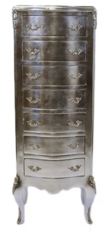 Neuheit Casa Padrino Baroque Commode silver with 7 drawers 120 x 45x 35 cm - Antique style