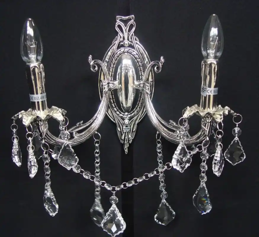 Echt Casa Padrino Baroque Crystal Sconce 2-burner Silver ModK9 - wall lamp Wall lights
