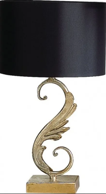 Casa Padrino luxury baroque table lamp Black / Gold 45 x 24 cm - gold-plated pillars lamp - Handmade in Italy Top-Seller
