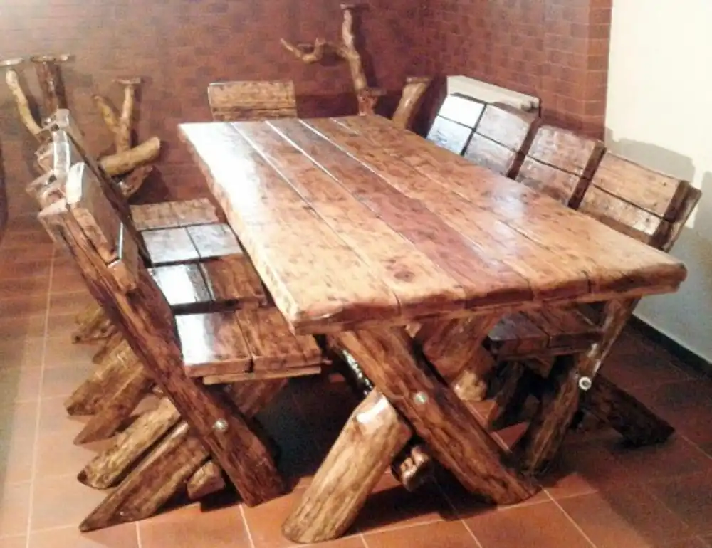 Casa Padrino Dining Set Rustic - table + 6 chairs - solid oak - solid wood furniture Solid Castle Furniture Beliebt