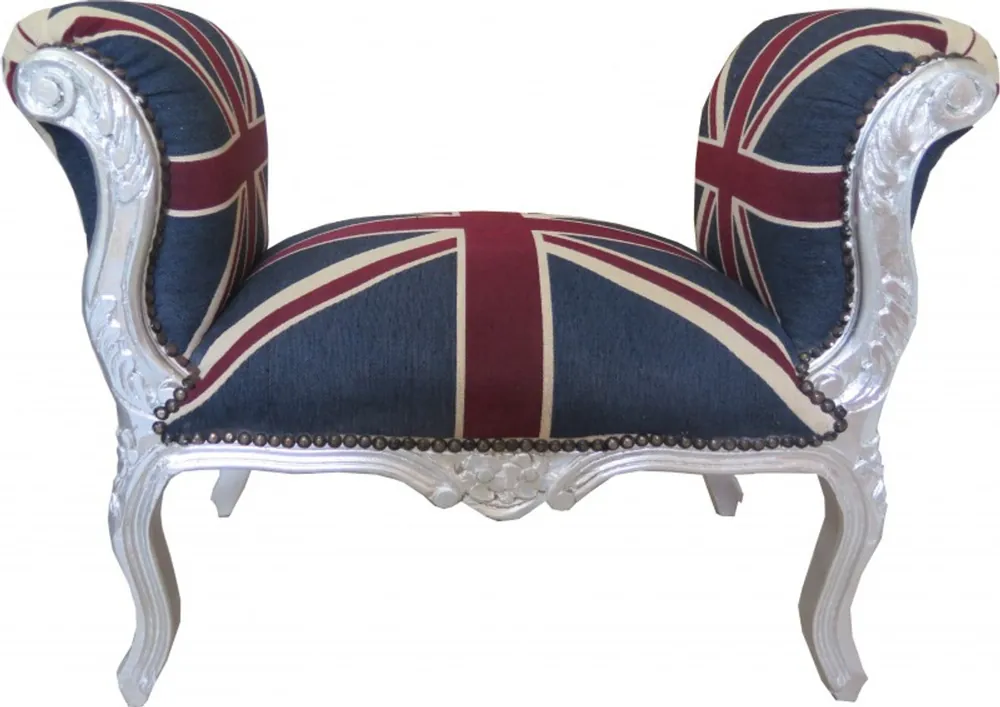 Online Kaufen Casa Padrino tabouret baroque Tabouret Union Jack / Argent - Banc