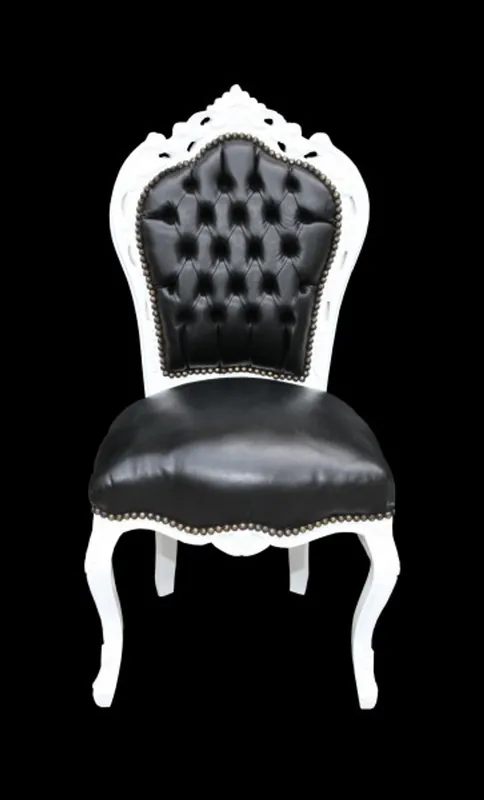 Casa Padrino baroque dîner Chaise noir / aspect cuir de style mobilier blanc antique Preisknaller