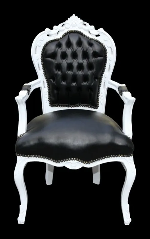 Preis Gesenkt Casa Padrino Dîner baroque Chaise noir / blanc aspect cuir avec accoudoirs