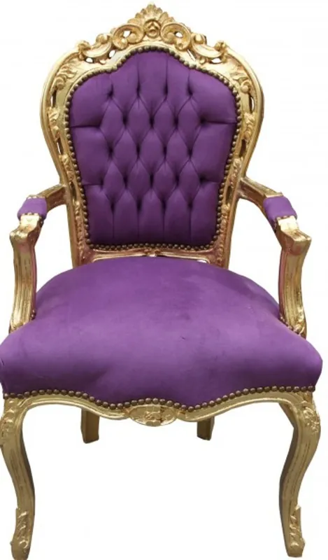 Expressversand Dîner Casa Padrino baroque Chaise avec accoudoirs Violet / or