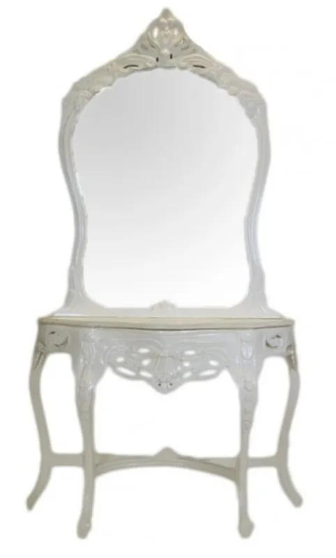 Jetzt Bestellen Casa Padrino baroque mirror Console White with marble top - mirror console - Makeup console