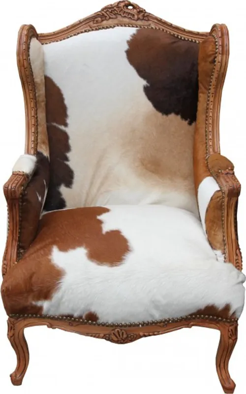 Casa Padrino baroque Lounge trône de vache Mod2 - Fauteuil à oreilles - bergère Chaise Tron - unique! Direktkauf