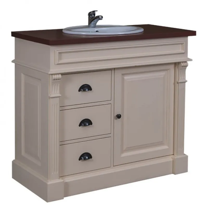 Casa Padrino country-style wash basin vanity washbasin incl 1 Cream / Brown - bathroom closet Nur Für Kurze Zeit
