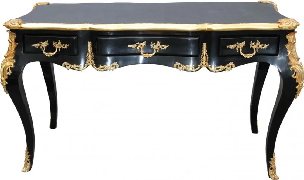 Casa Padrino luxe bureau baroque Noir / Secrétaire d'or meubles de luxe Markenprodukt