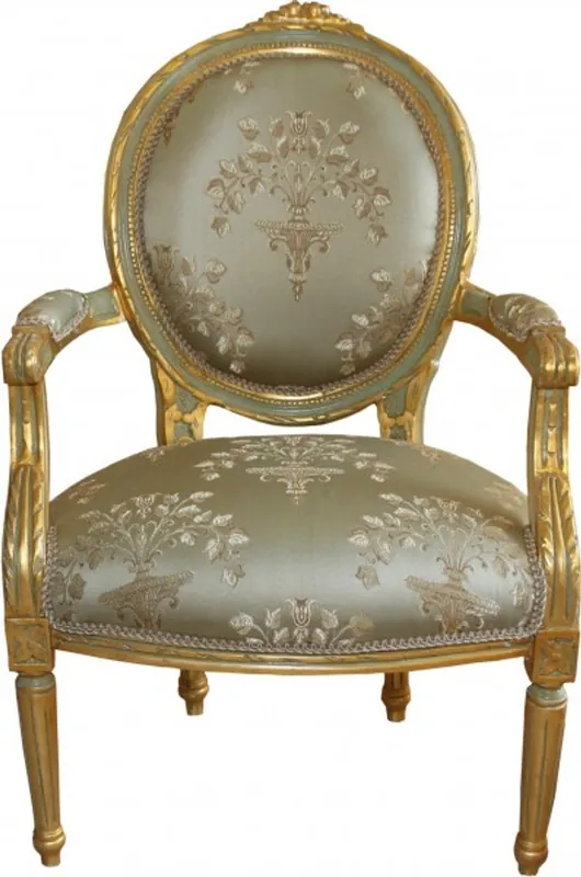 Casa Padrino baroque médaillon Chaise Salon Vert Motif / Or Modèle Versailles - Mobilier antique Preis Gesenkt