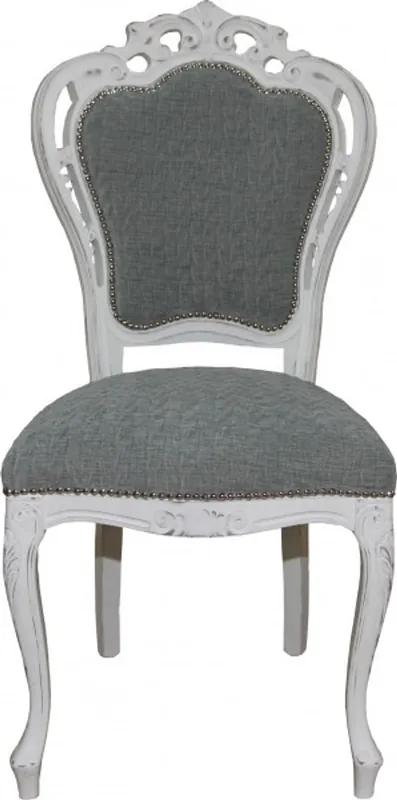 Casa Padrino Chaise Dîner baroque sans accoudoirs gris / blanc antique - Chaise design - qualité de luxe Echt