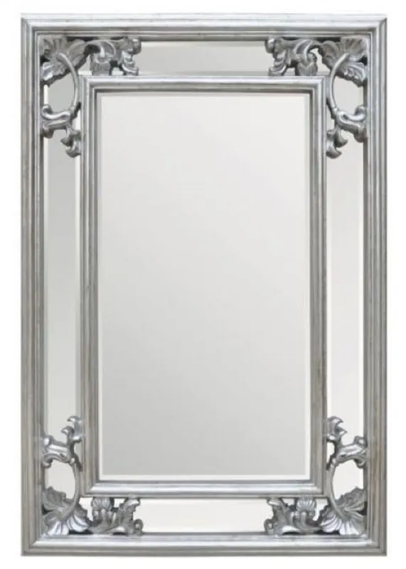 Abverkauf Casa Padrino miroir baroque argent 66 x H. 96 cm - Miroir mural rectangulaire de style baroque - Magnifique miroir d'armoire de style ancien - Intérieur baroque - Mobilier baroque