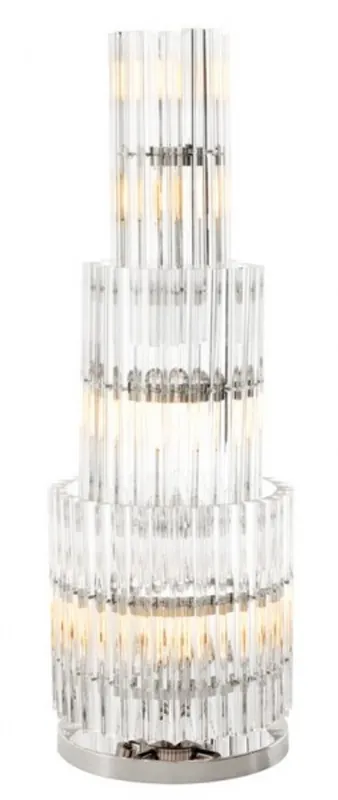 Casa Padrino luxury table lamp Icicle glass / Nickel Finish - Light - Luxury Collection Must-Have