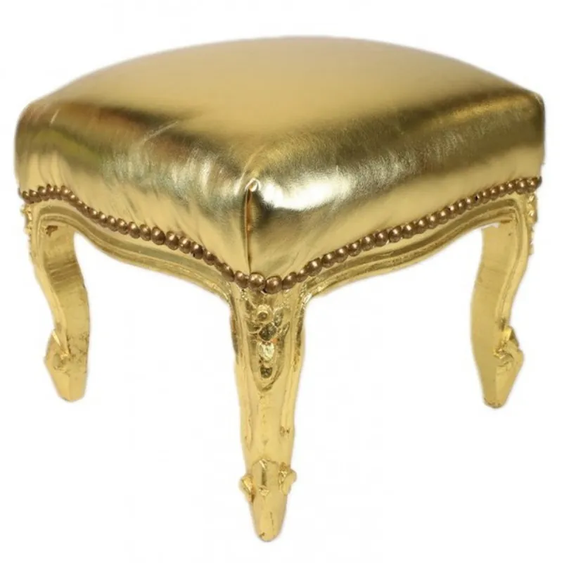Cuir d'or Casa Padrino Ottomane baroque apparence / gold - Meubles - Tabouret Solange Der Vorrat Reicht