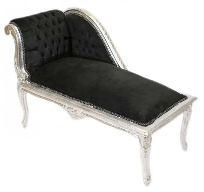 Casa Padrino baroque chaise Children Black / Silver Mod2 - Tron baroque furniture Heißes Angebot