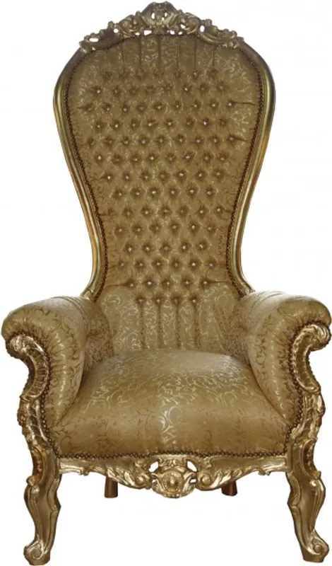 Garantierte Lieferung Casa Padrino Baroque throne Mod3 Majestic Gold Pattern / Gold with Bling Bling Rhinestones - Giant armchair - throne chair