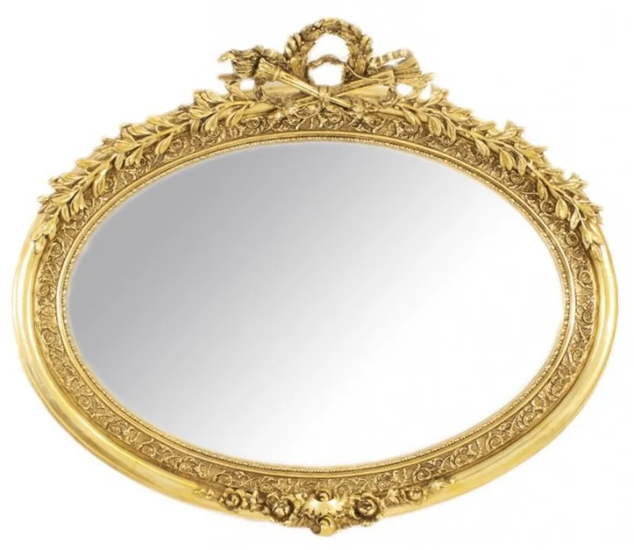 Casa Padrino luxury Baroque wall mirror Oval Gold 150 x 120 cm - solid and heavy - Golden Mirror Direktkauf