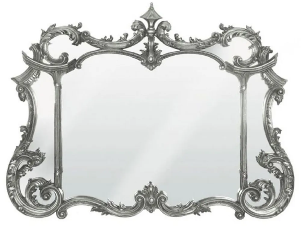 Casa Padrino miroir baroque argent antique 129 x H. 99 cm - Magnifique miroir mural de style baroque - Miroir d'armoire de style ancien - Intérieur baroque - Meuble baroque fait main Neu