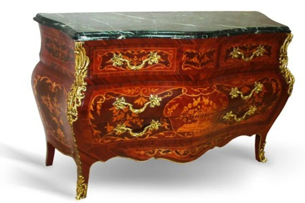 Casa Padrino Baroque chest marble topped mahogany brown with golden metal applications 155 cm - Hotel Collection Günstig