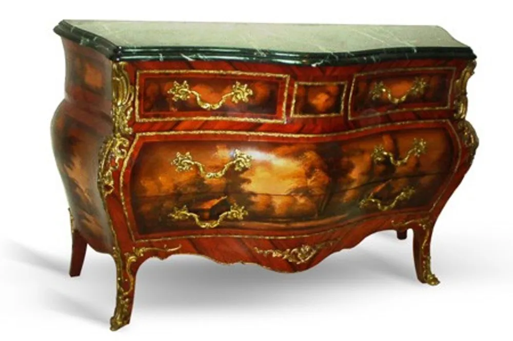 Solange Der Vorrat Reicht Casa Padrino Baroque chest marble topped mahogany brown still life with golden metal applications 155 cm - Hotel Collection