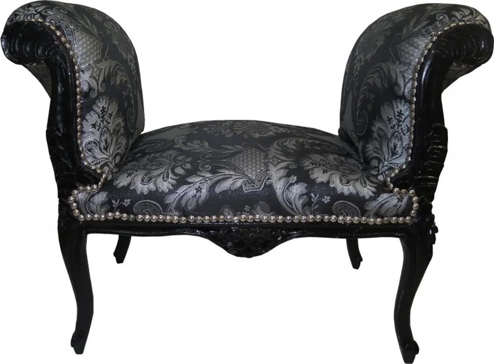 Direktkauf Tabouret Casa Padrino baroque modèle en argent Tabouret / Noir - Siège