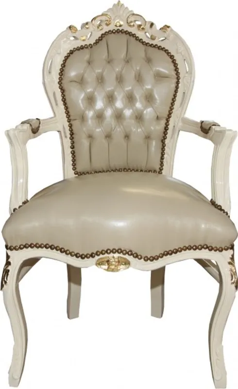 Preis Gesenkt Dîner Casa Padrino baroque Chaise aspect cuir crème / or Mod1 - Mobilier baroque - Limited Edition