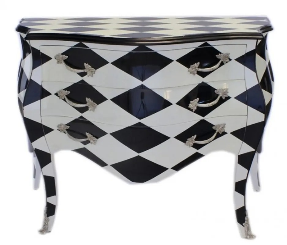 Online Kaufen Casa Padrino Baroque chest checkered black / white - Handcrafted from solid wood Limited Edition
