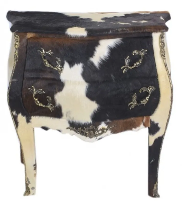 Casa Padrino Baroque chest Cowhide Black / White 100 cm - Furniture antique style Highlight