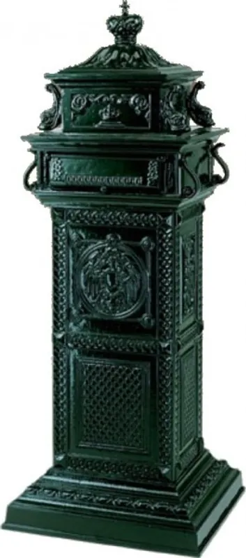 Casa Padrino Art Nouveau de luxe boîte aux lettres vert - Boîte aux lettres en aluminium - Boîte aux lettres - Boîte aux lettres à colonne Must-Have