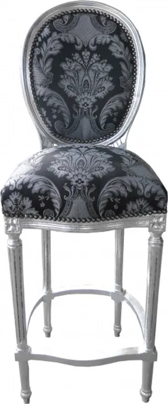 Wochenendangebot Casa Padrino baroque Chaise de bar modèle noir / argent - bar chaise tabouret tabouret de bar - Meubles club