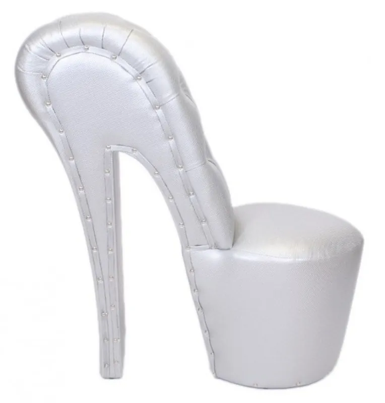 Nur Für Kurze Zeit Casa Padrino High Heel armchair with decorative stones Silver Luxury Design - Designer armchairs - Furniture club - Shoe chair armchair