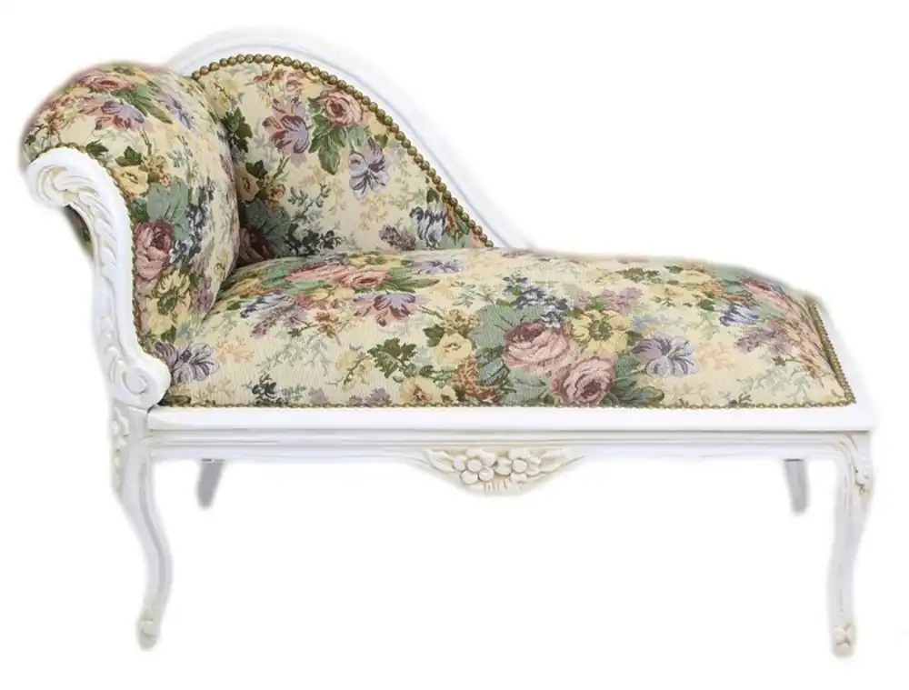 Casa Padrino Baroque Children chaise floral pattern / Antique White - Recamiere Baroque furniture Children bed Angebot