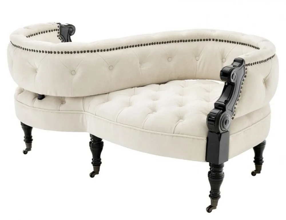 Casa Padrino luxury baroque dual seat Cream / Black piano lacquer - double bed - Luxury Collection Sale