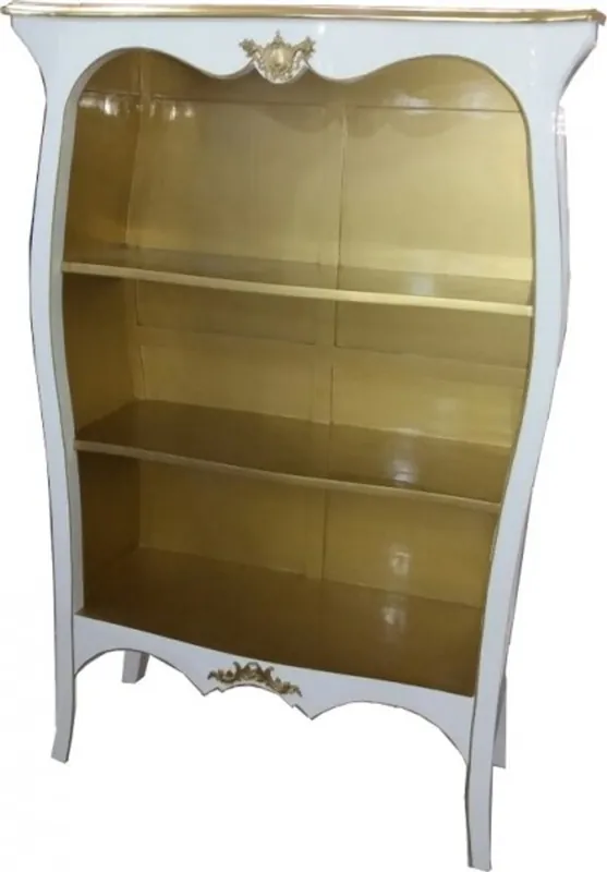 Letzte Chance Casa Padrino Baroque bookcase High Gloss White / Gold W 110 x H 169 cm bookcase shelving cabinet