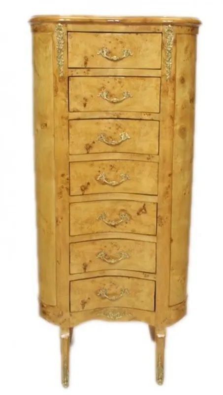 Sichere Zahlung Casa Padrino Baroque chest birdseye maple / gold with 7 drawers Oval - antique style
